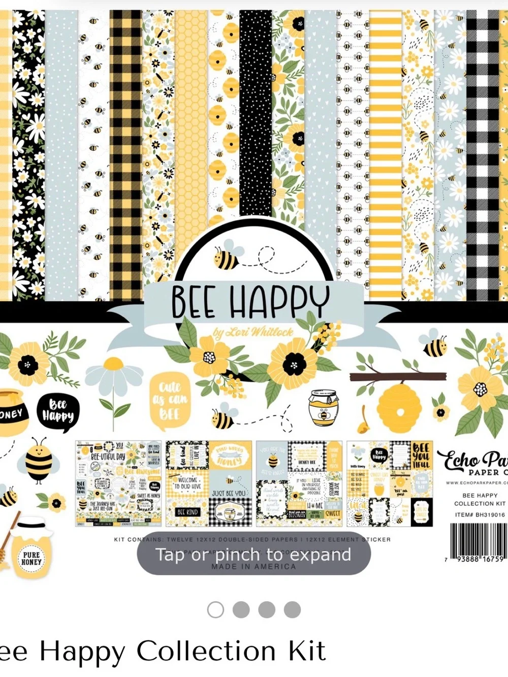 Echo Park Paper-Bee Happy Collection Kit 12x12” Paper & Sticker Sheet